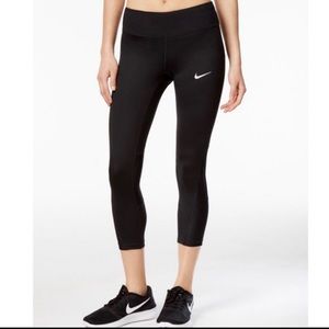 NWT Women’s Nike Dri-Fit Mesh Running Crop Tights Black - Size Small